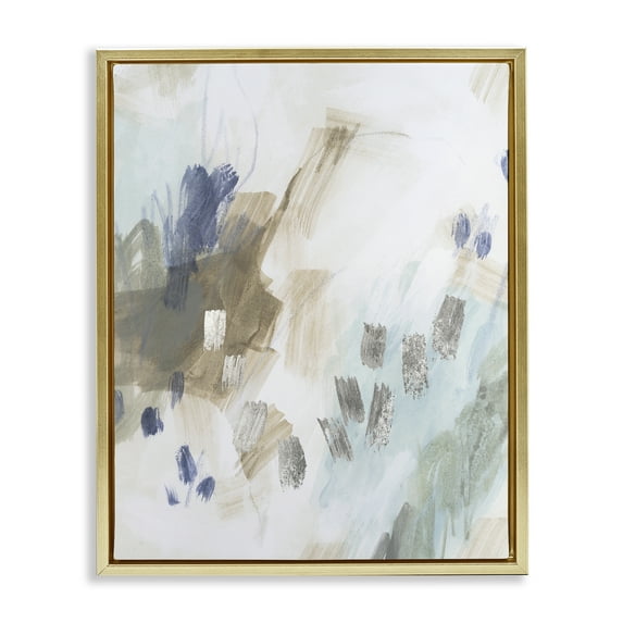 Stupell Industries Crystalline Plaster Abstract Design Gold Framed Floater Canvas Wall Art design by June Erica Vess, 31 x 25