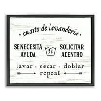 Stupell Industries Cuarto de Lavandería Bath & Laundry Painting Black Floater Framed Art Print Wall Art, 21 x 17