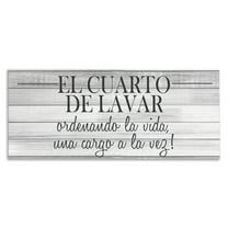 Stupell Industries Cuarto de Lavar Ordenando la Vida Bath & Laundry Painting Wrapped Canvas Art Print Wall Art, 24 x 10