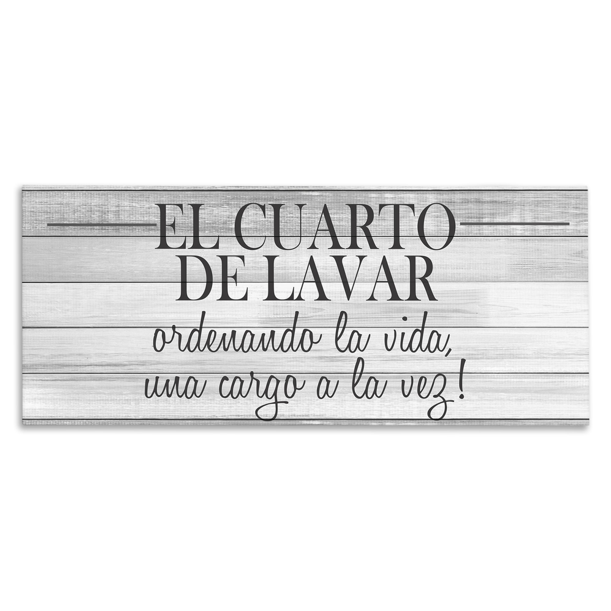 Stupell Industries Cuarto de Lavar Ordenando la Vida Bath & Laundry Painting Wrapped Canvas Art Print Wall Art, 48 x 20