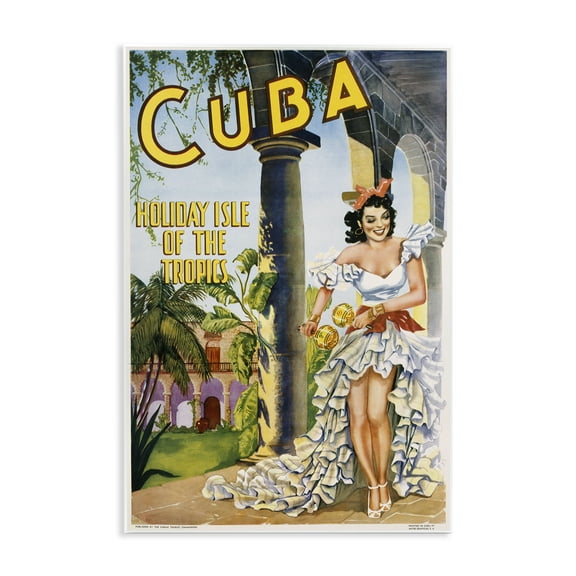Stupell Industries Cuba Travel Advertisement Advertisements Painting Unframed Art Print Wall Art, 13 x 19
