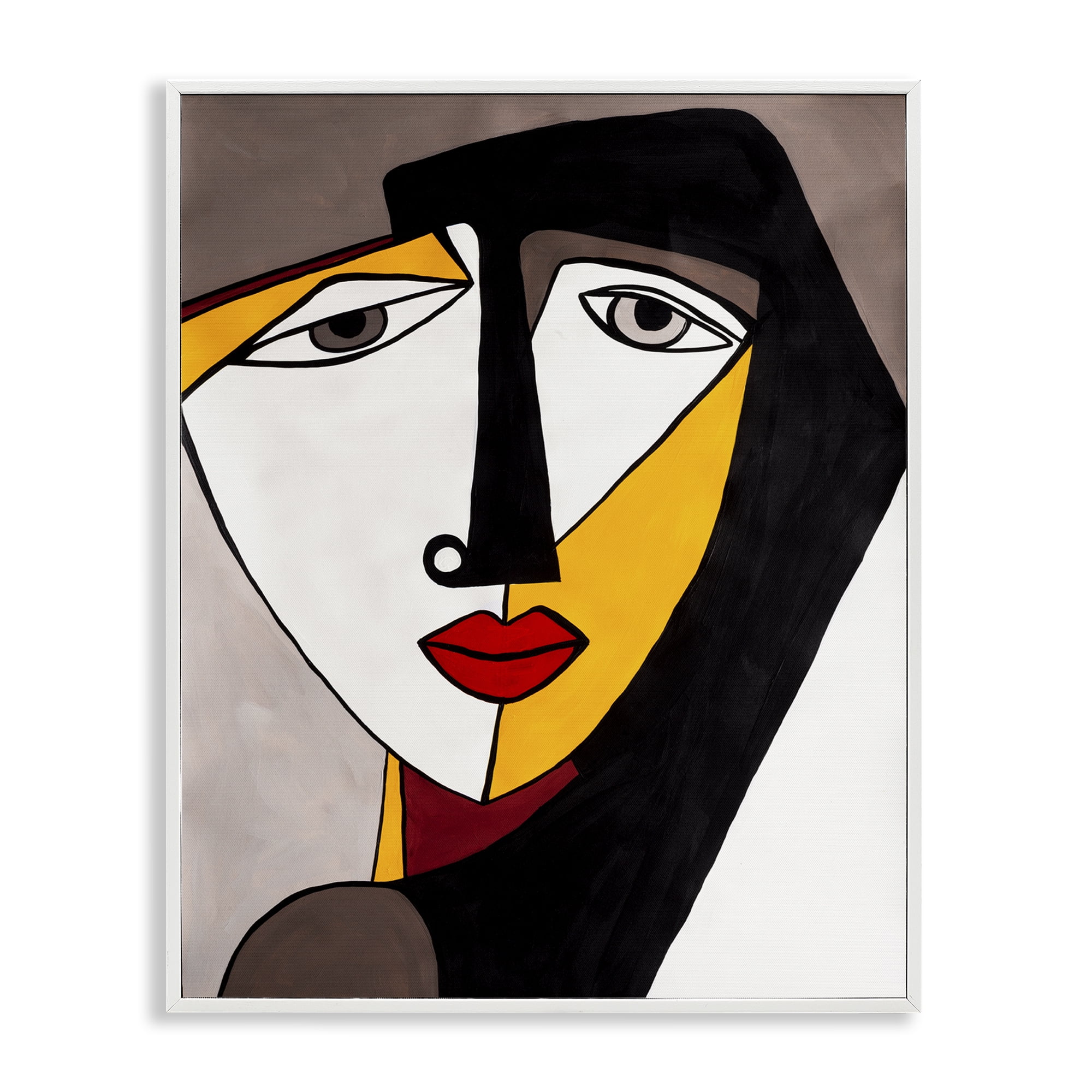 Stupell Industries Cubism Female Face People Painting White Framed Art Print Wall Art, 11 x 14