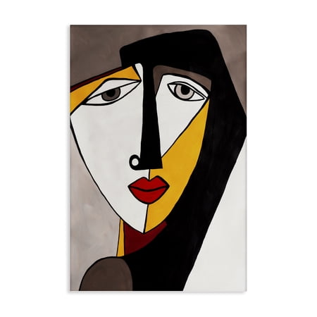 Stupell Industries Cubist Bold Face Abstract Painting Wrapped Canvas Art Print Wall Art, 24 x 36