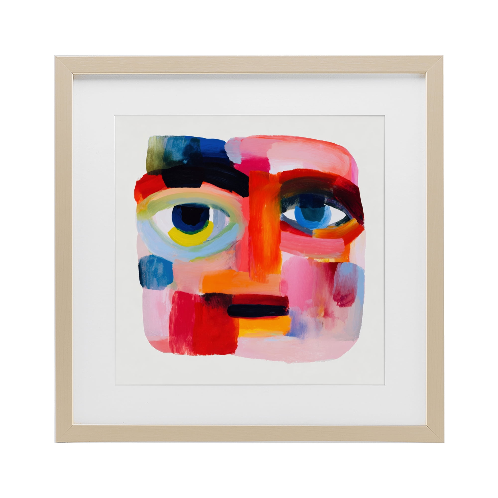 Stupell Industries Cubist Gaze in Vivids Birch Framed Print Under Glass, design by Chromatic Storm Studio