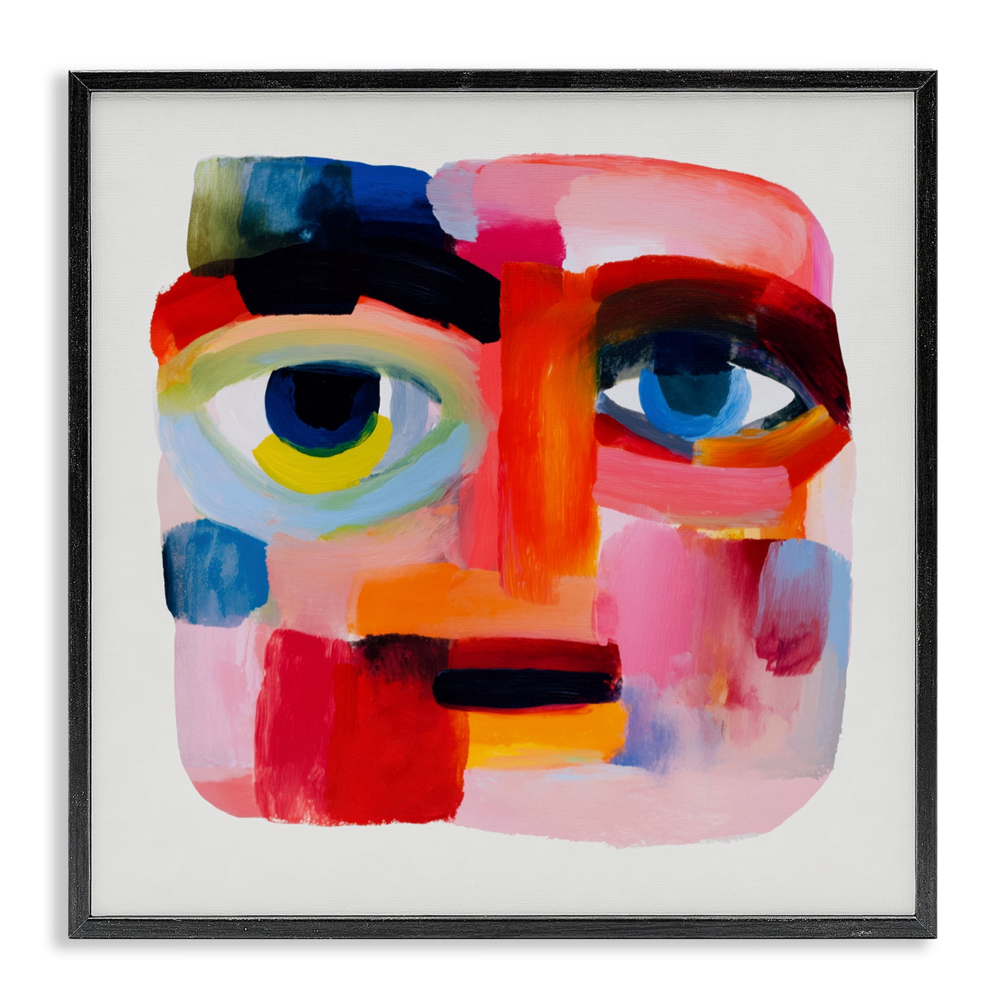 Stupell Industries Cubist Gaze in Vivids Black Framed Giclee Art, design by Chromatic Storm Studio