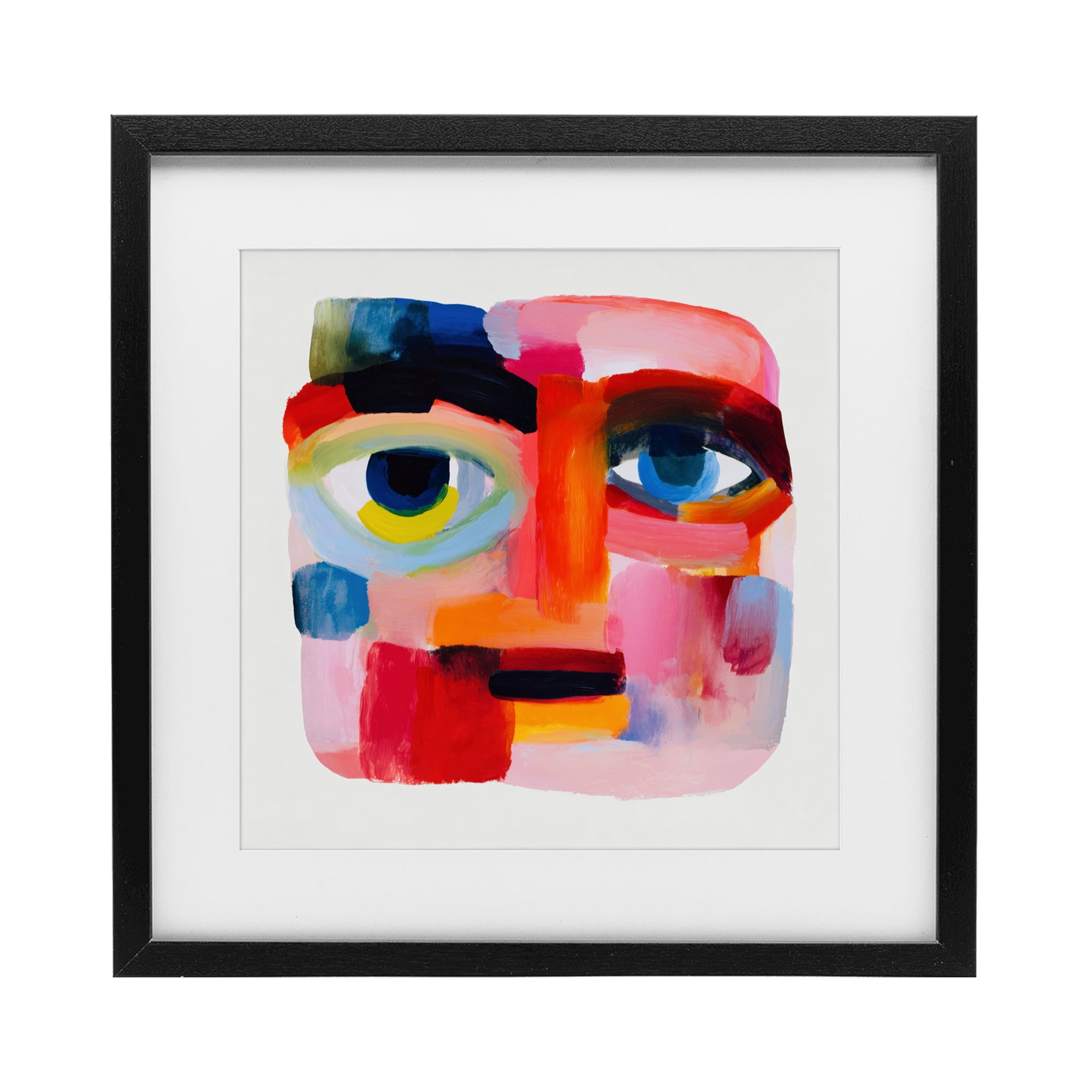 Stupell Industries Cubist Gaze in Vivids Black Framed Print Under Glass, design by Chromatic Storm Studio
