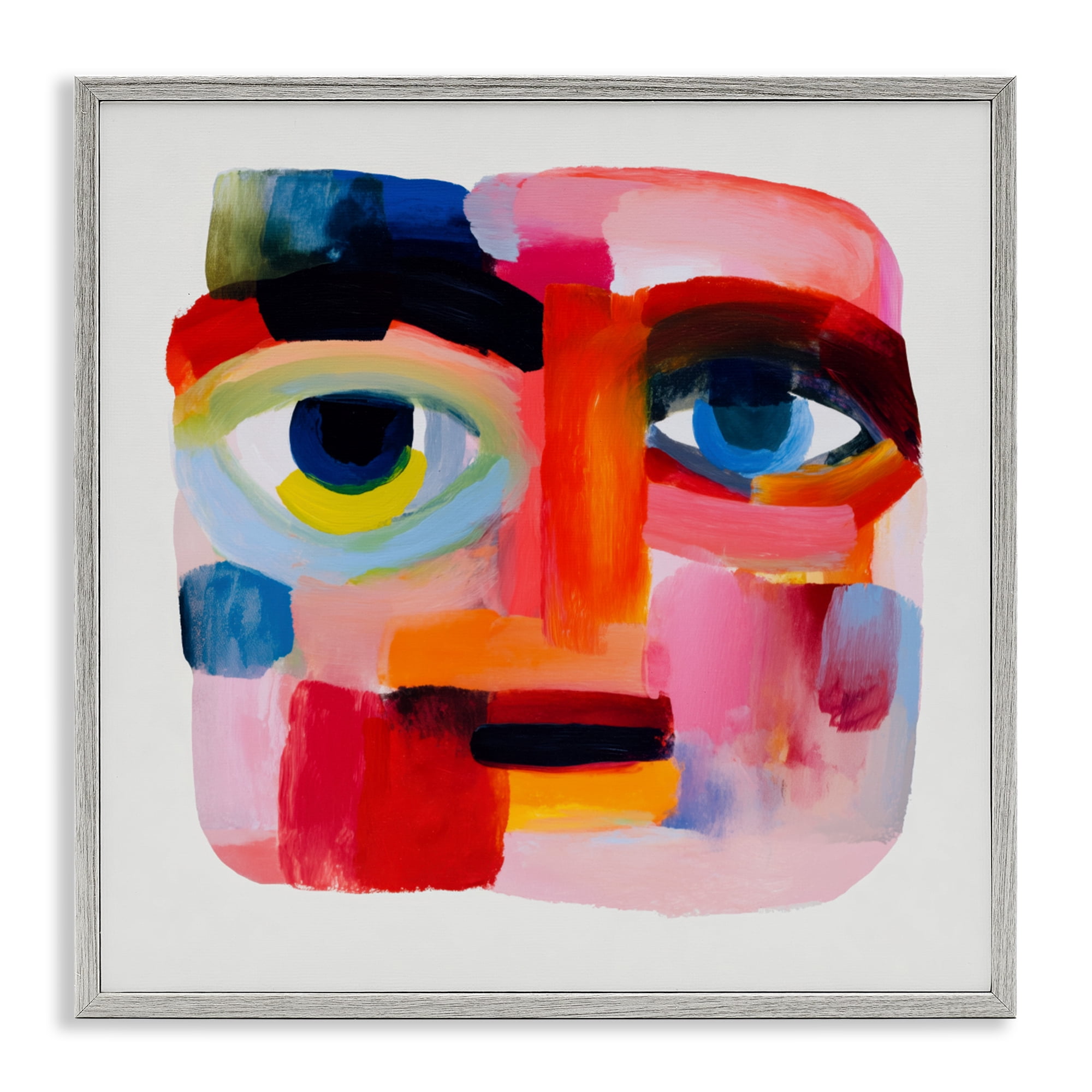 Stupell Industries Cubist Gaze in Vivids Gray Framed Giclee Art, design by Chromatic Storm Studio
