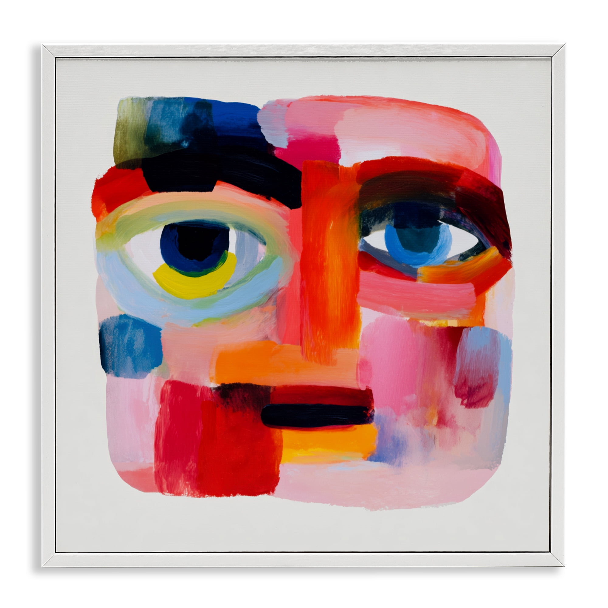 Stupell Industries Cubist Gaze in Vivids White Framed Giclee Art, design by Chromatic Storm Studio