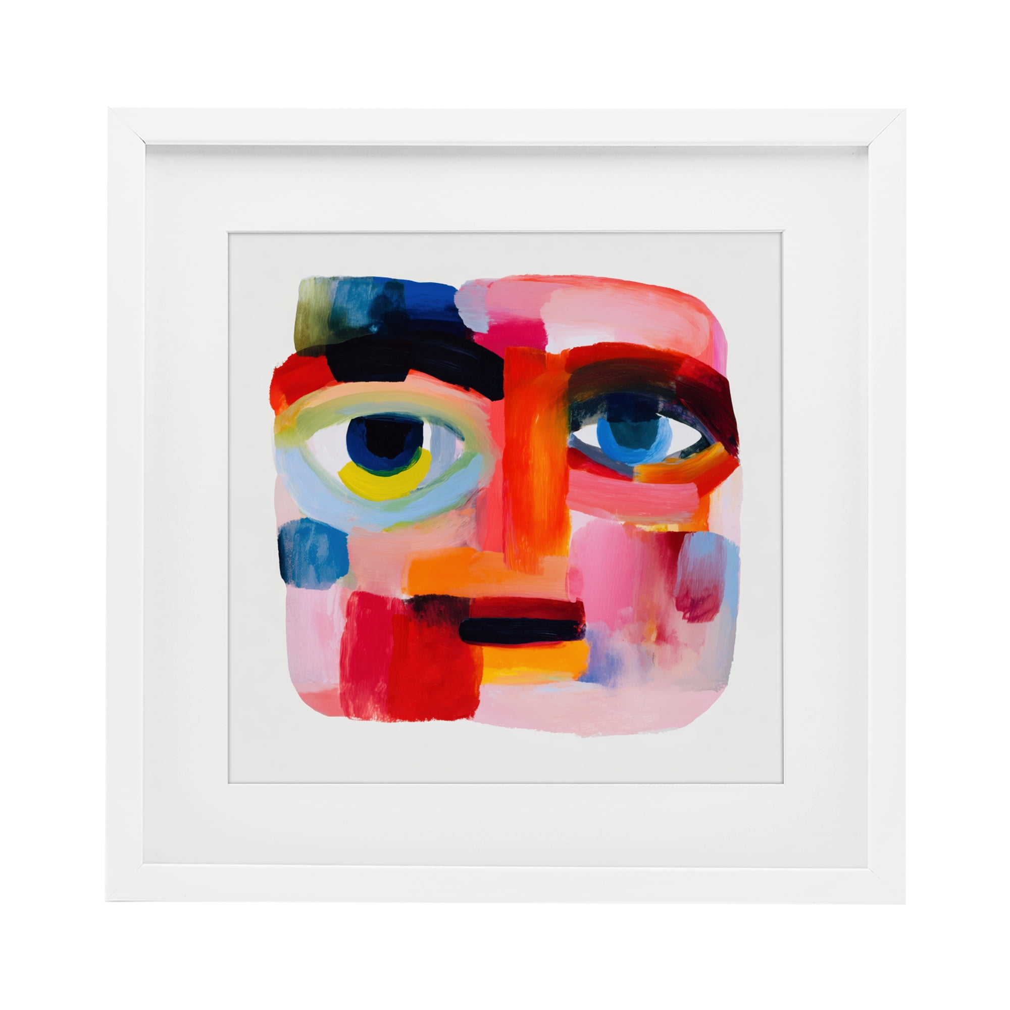 Stupell Industries Cubist Gaze in Vivids White Framed Print Under Glass, design by Chromatic Storm Studio