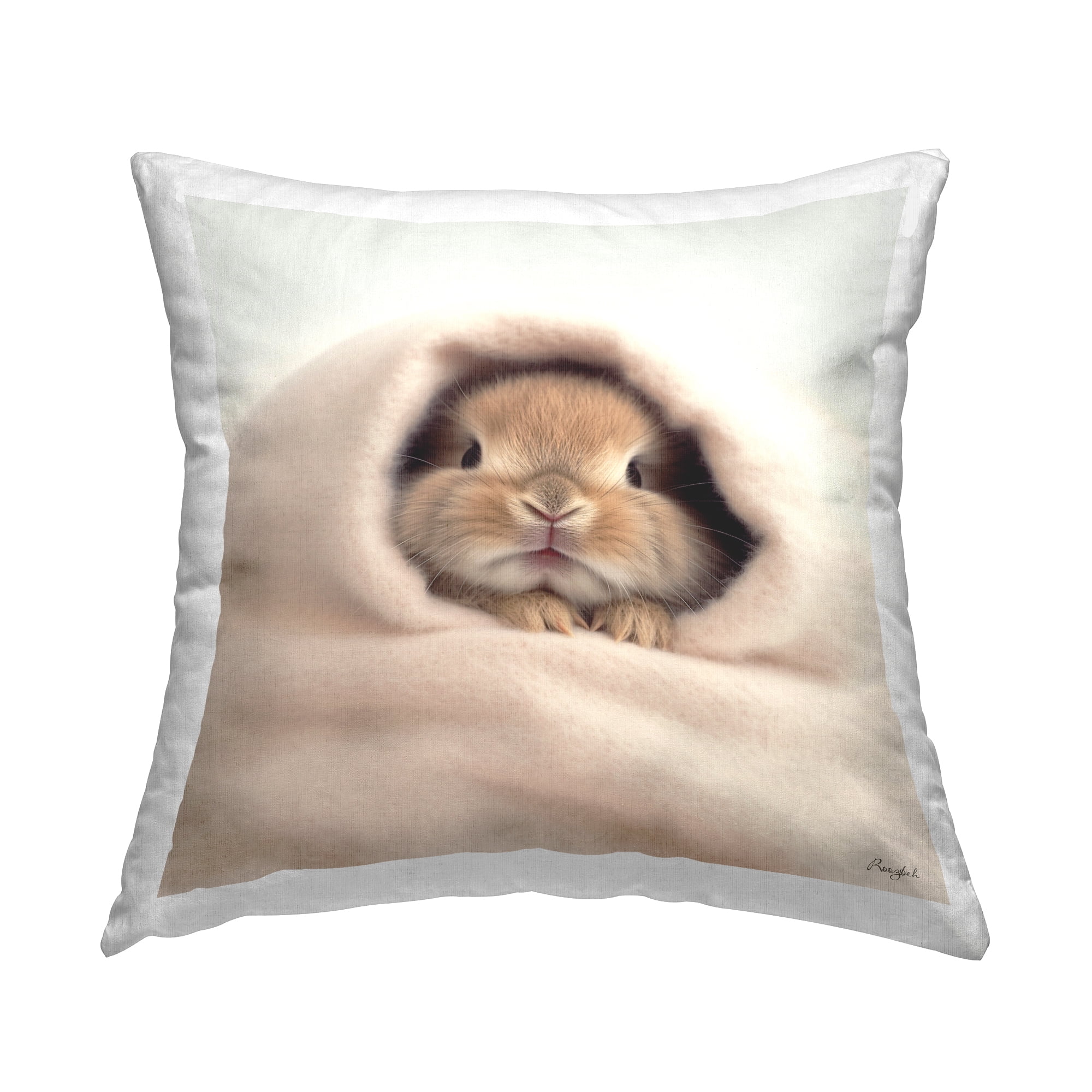 Stupell Industries Cuddling Baby Bunny Decorative Printed Throw Pillow, 18 x 18