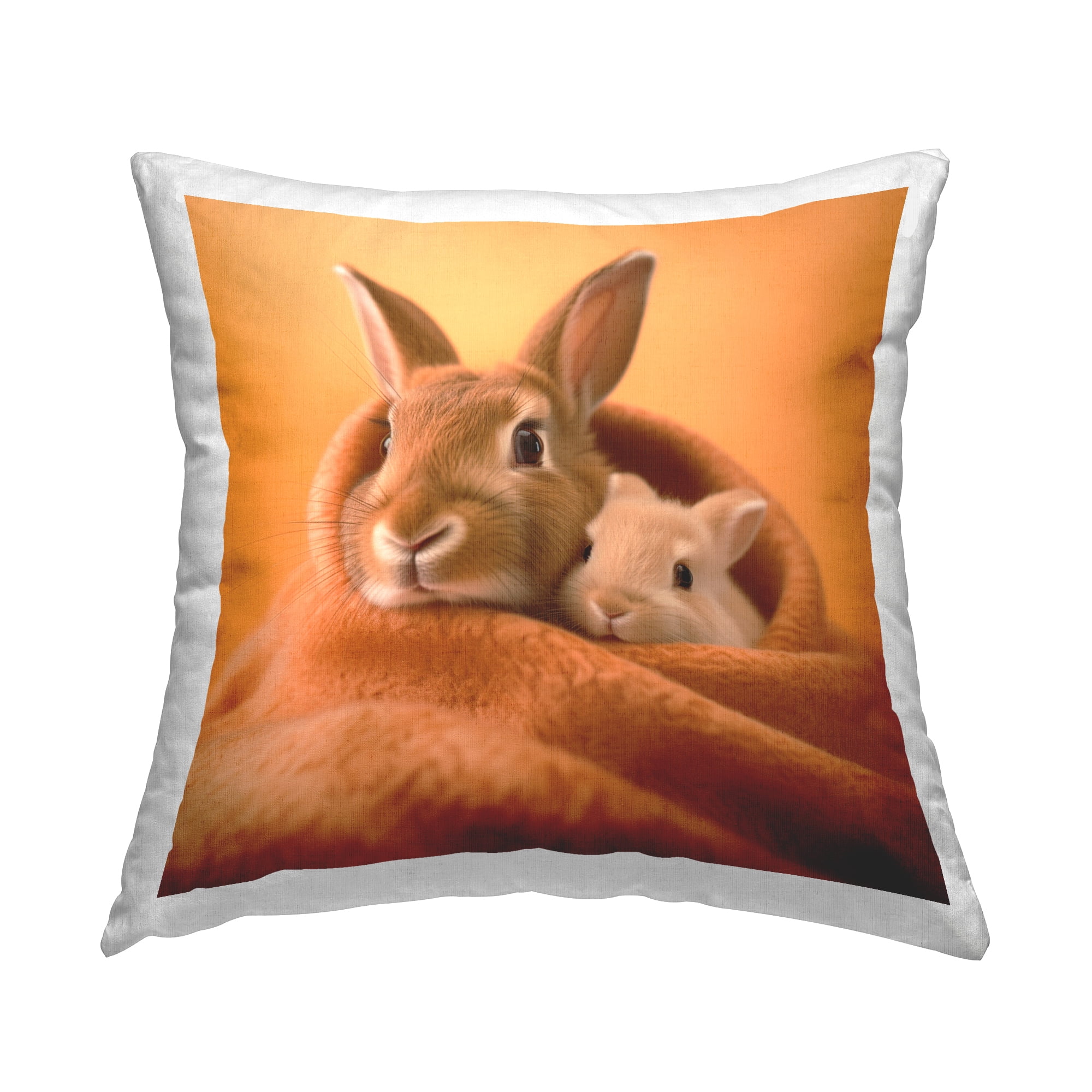 Stupell Industries Cuddling Baby Rabbits Decorative Printed Throw Pillow, 18 x 18