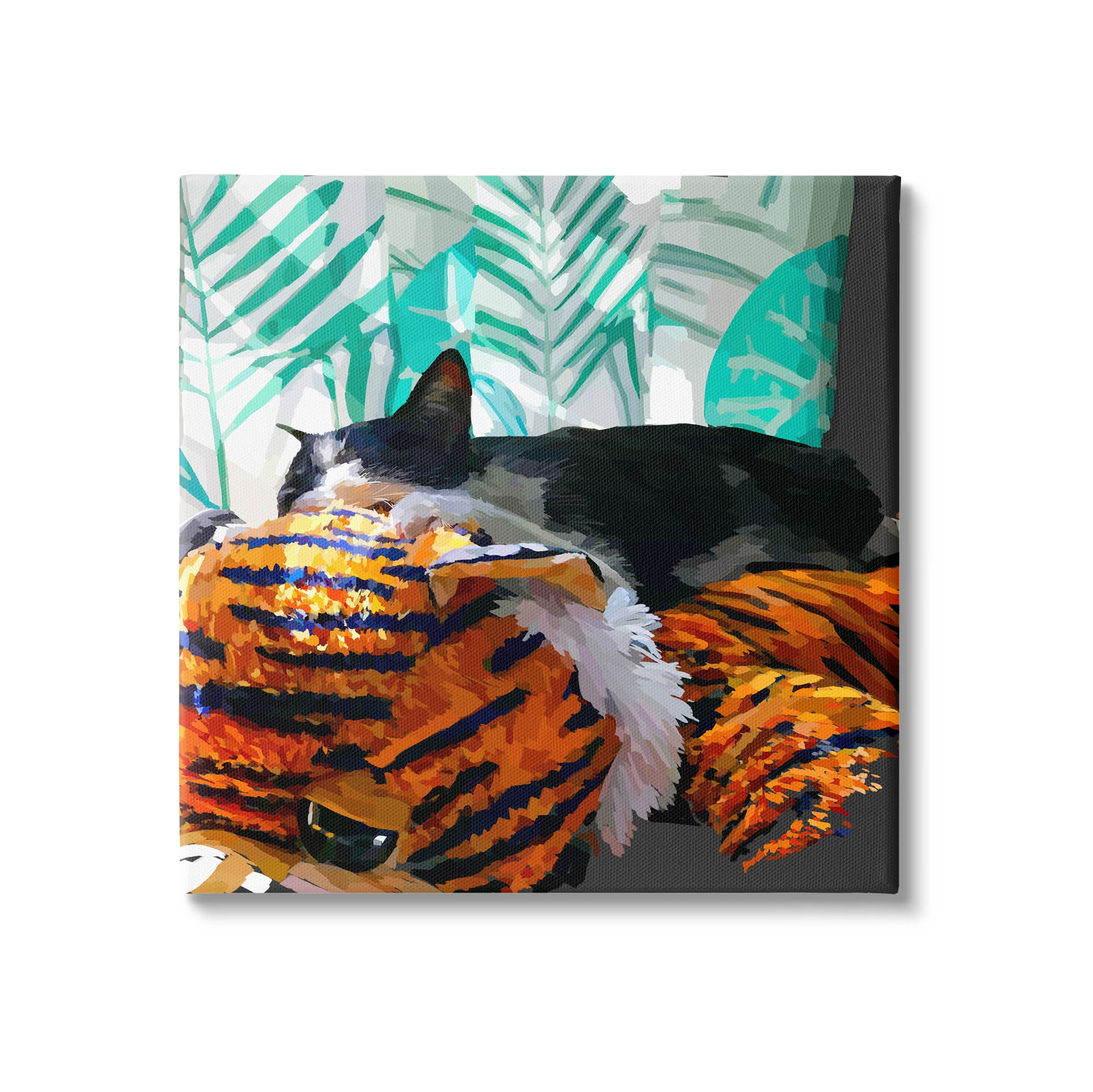 Stupell Industries Cuddling Cat Cozy Relaxing Pet Graphic Art Gallery Wrapped Canvas Print Wall Art, Design by Emily Kalina