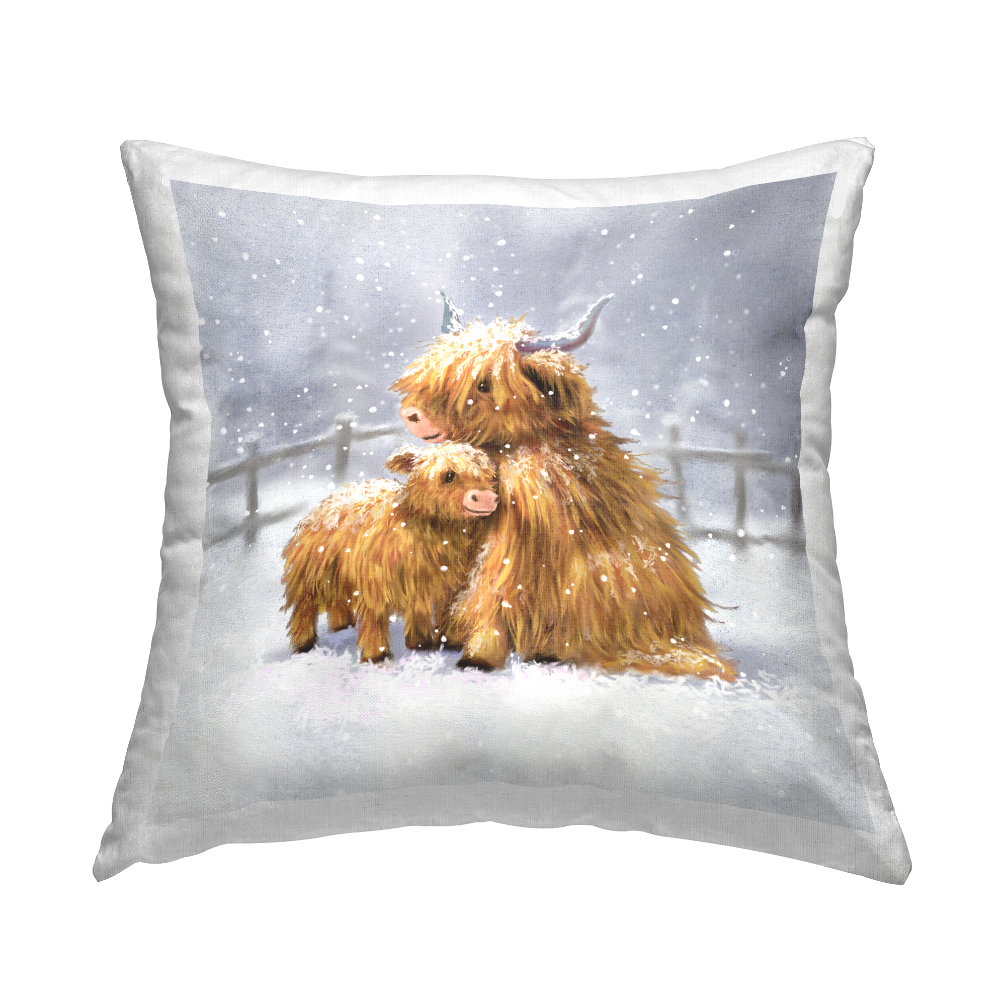Stupell Industries Cuddling Cattle Snowflakes Farm Printed Throw Pillow Design by Pip Wilson