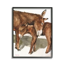Stupell Industries Cuddling Donkey & Foal Animals & Insects Painting Black Framed Art Print Wall Art, 11 x 14