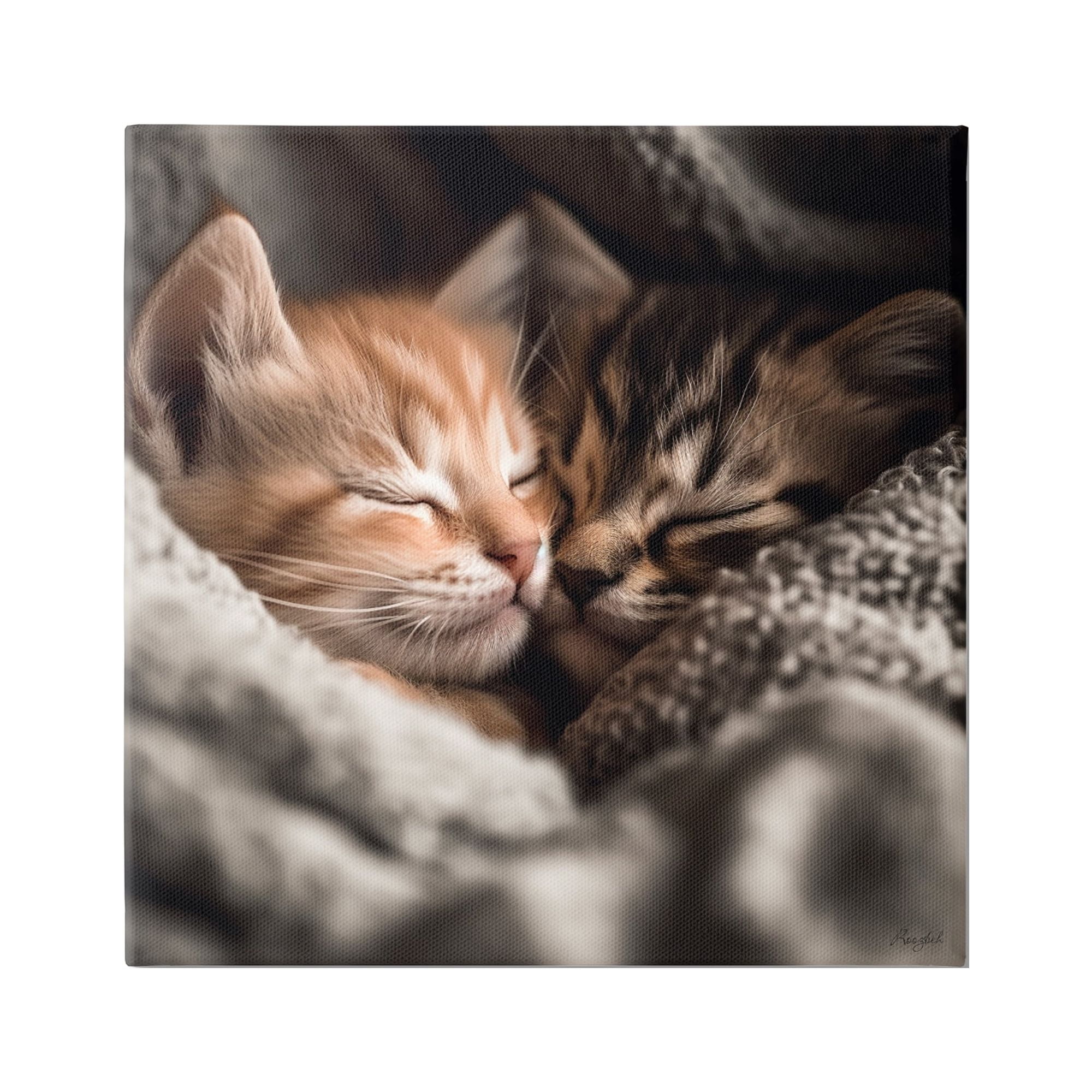Stupell Industries Cuddling Kittens Portrait Animals & Insects Painting Gallery Wrapped Canvas Art Print Wall Art, 30 x 30