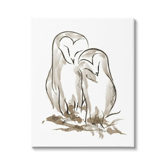 Stupell Industries Cuddling Owls Doodle Drawing Animals & Insects Painting Gallery Wrapped Canvas Print Wall Art
