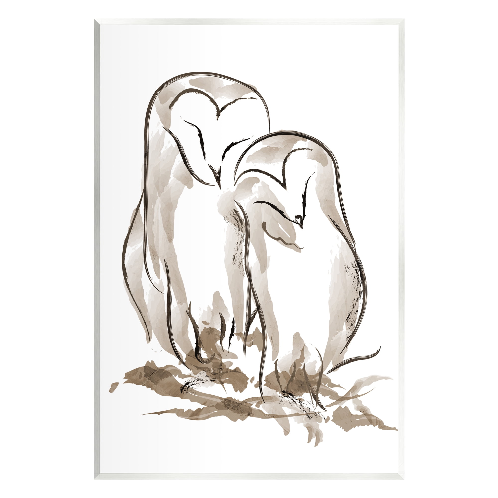 Stupell Industries Cuddling Owls Doodle Drawing Animals & Insects Painting Unframed Art Print Wall Art