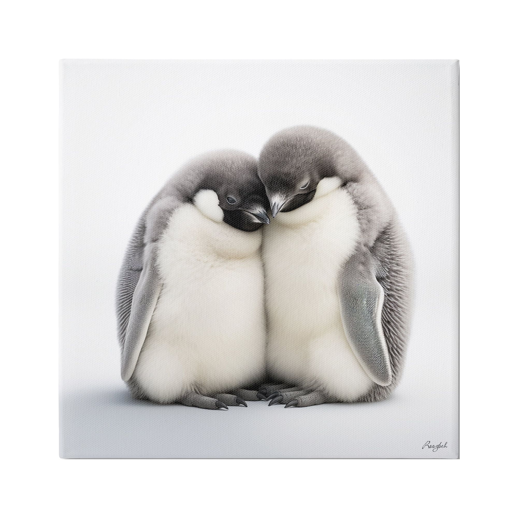 Stupell Industries Cuddling Penguin Duo Animals & Insects Painting Gallery Wrapped Canvas Art Print Wall Art, 36 x 36
