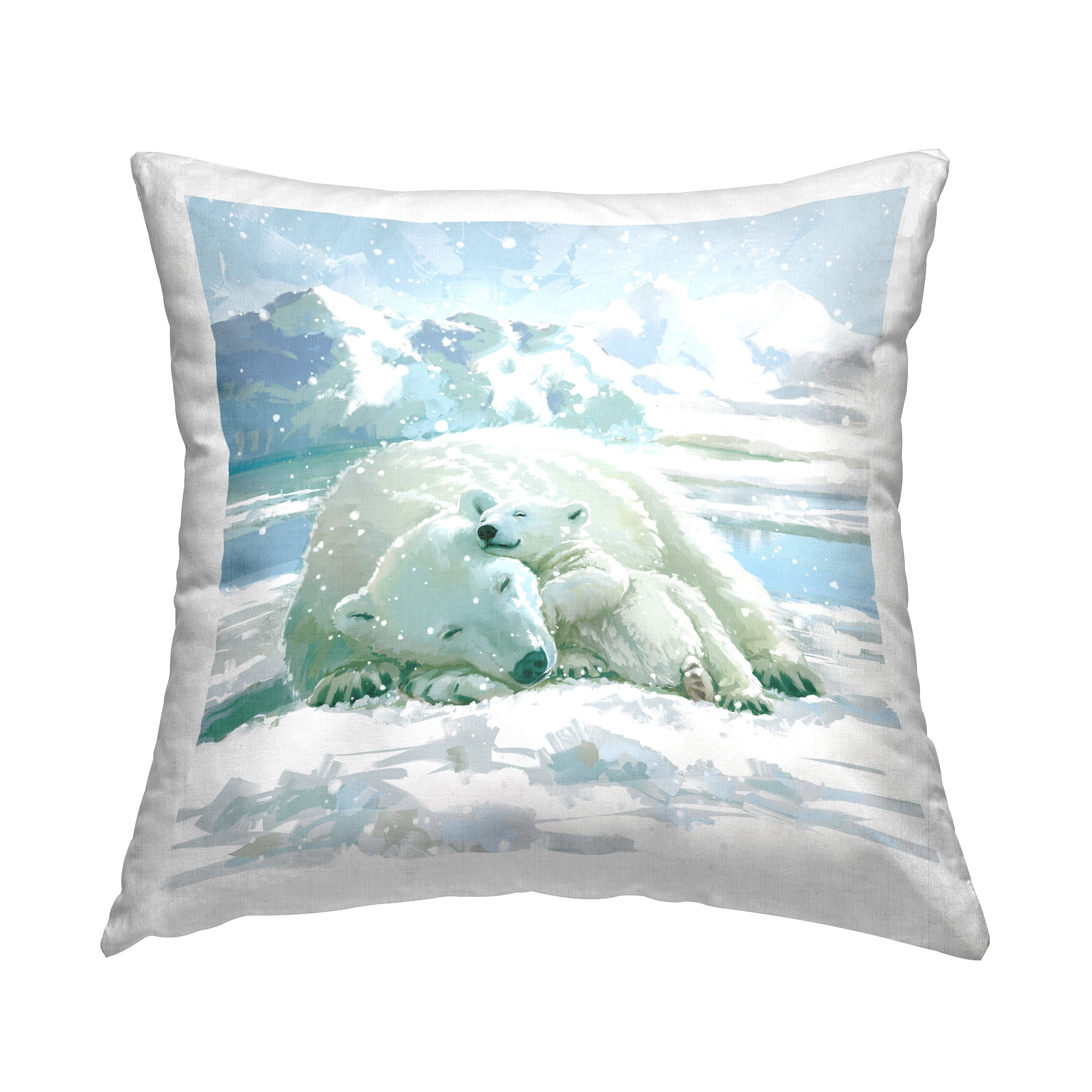 Stupell Industries Cuddling Polar Bears Winter Ice Printed Throw Pillow Design by Pip Wilson