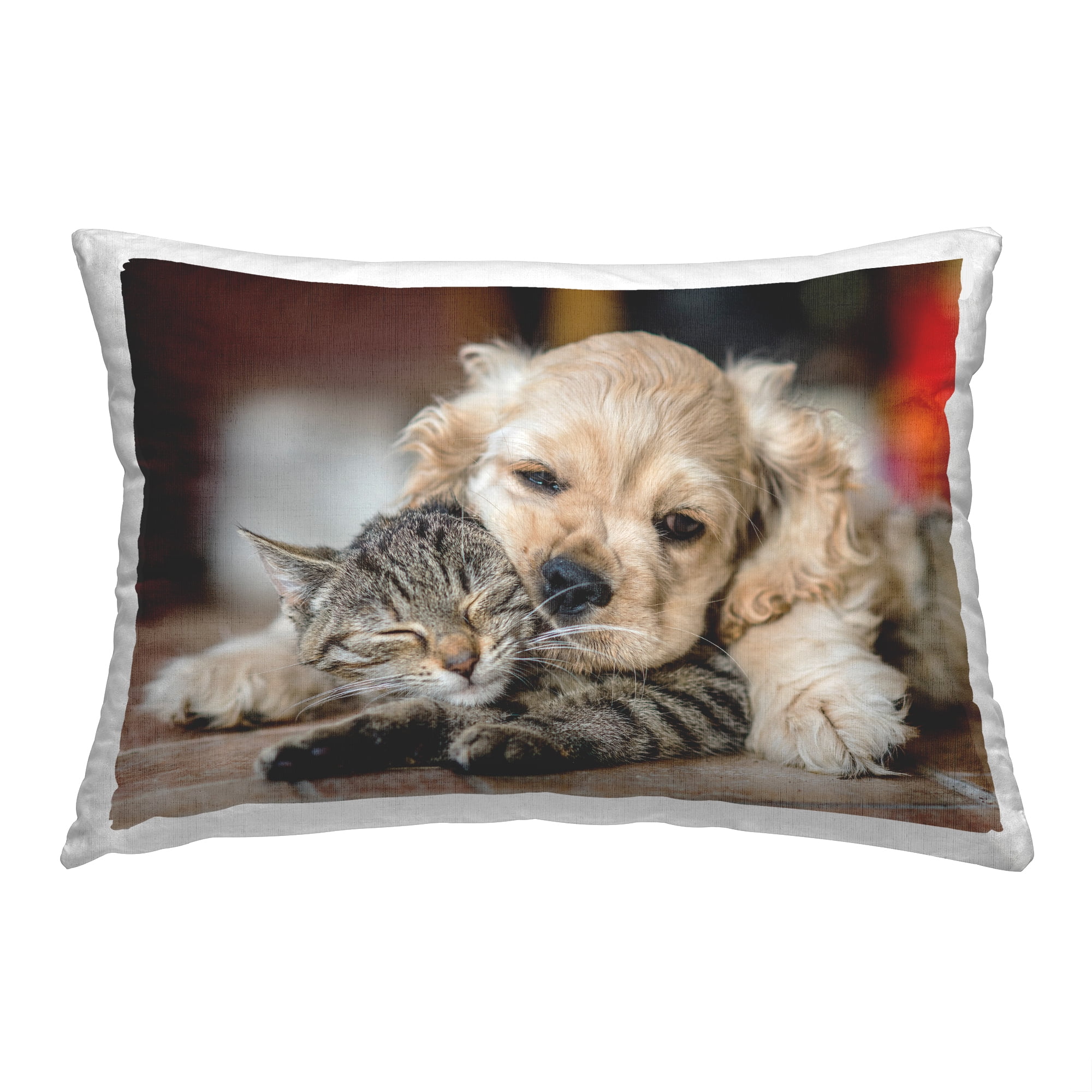 Stupell Industries Cuddling Puppy & Kitten Decorative Printed Throw Pillow, 14 x 20
