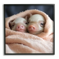 Stupell Industries Cuddling Sleepy Piglets Animals & Insects Painting Black Framed Art Print Wall Art, 12 x 12