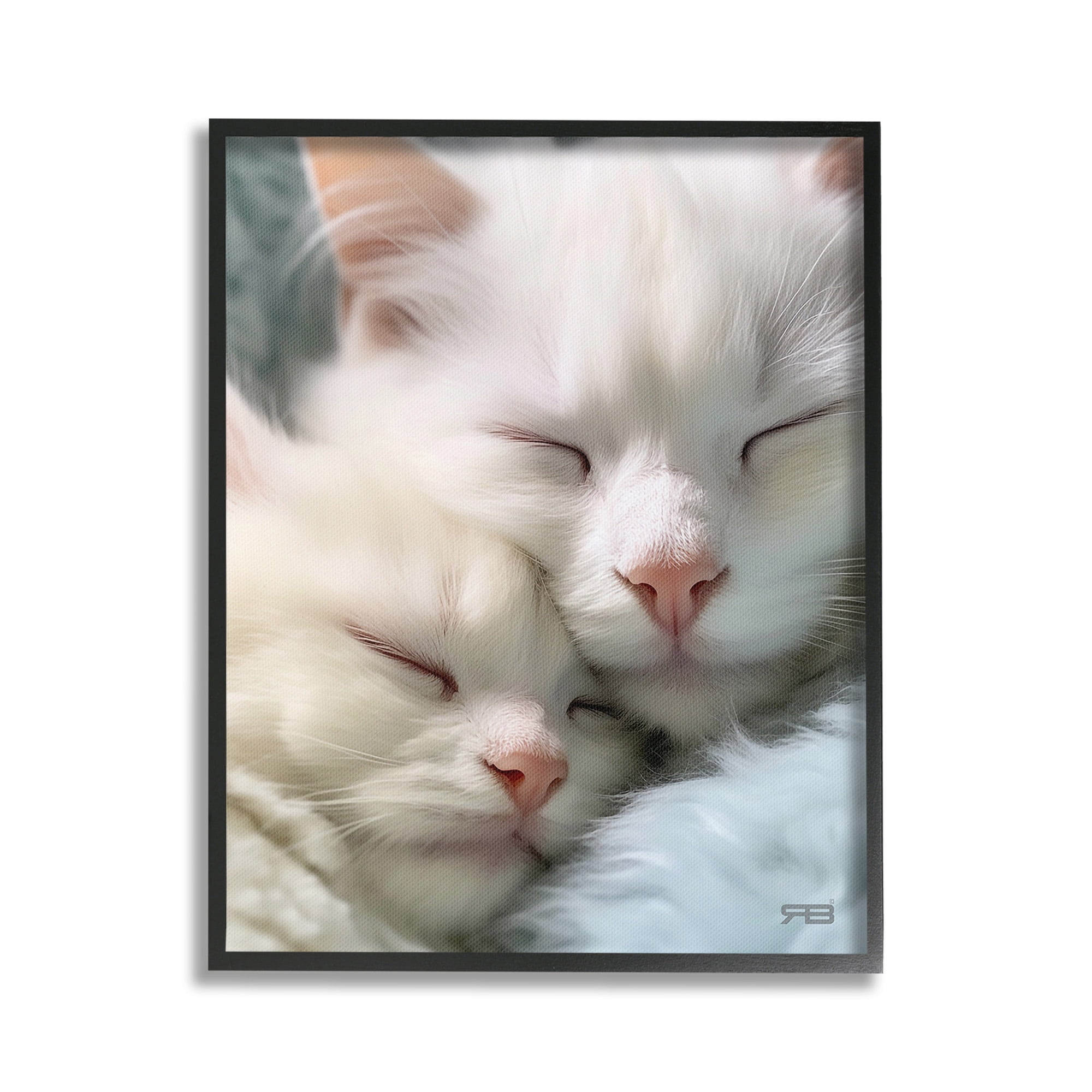 Stupell Industries Cuddling White Cats Animals & Insects Painting Black Framed Art Print Wall Art, 24 x 30