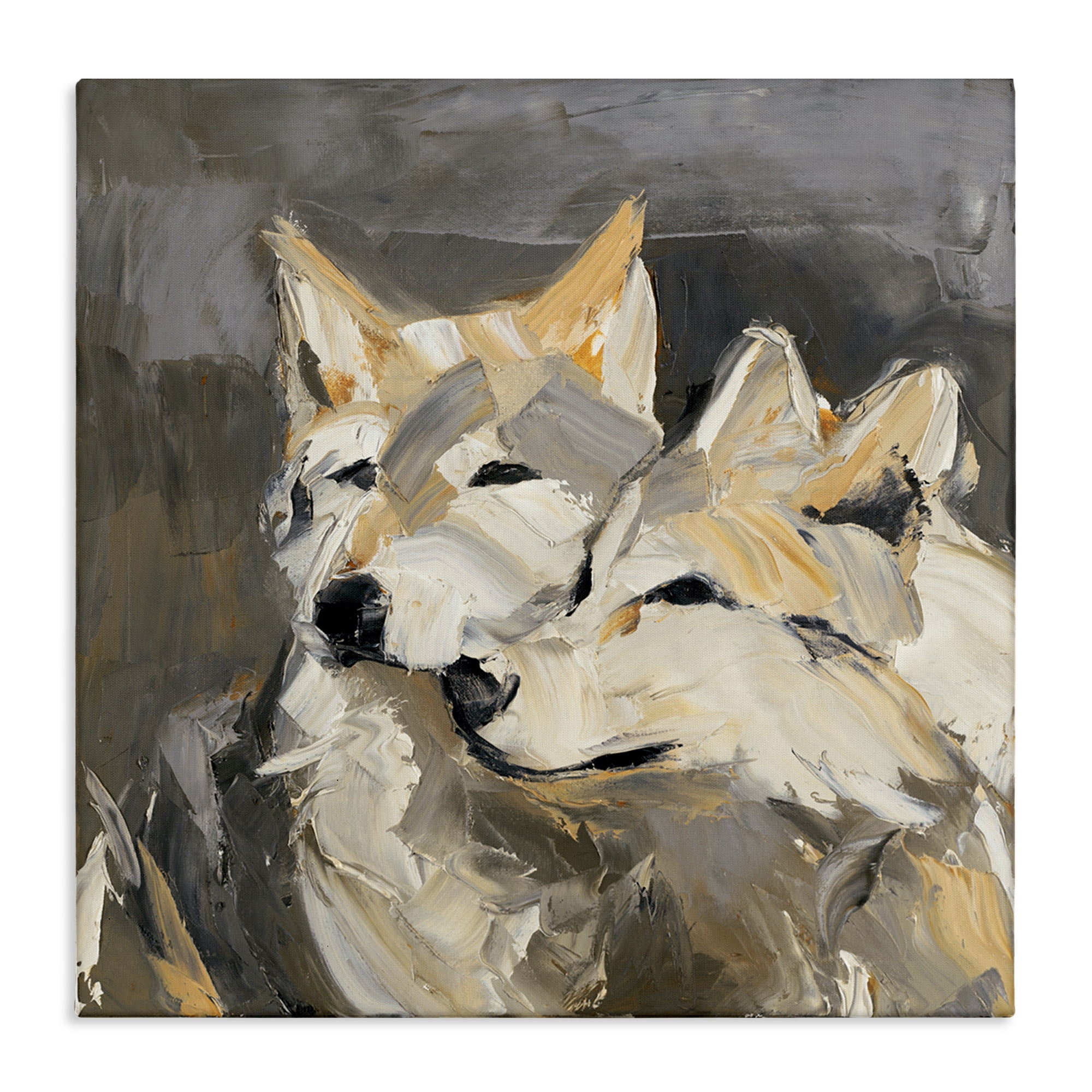 Stupell Industries Cuddling Wolf Pair Animals & Insects Painting Gallery Wrapped Canvas Art Print Wall Art, 30 x 30