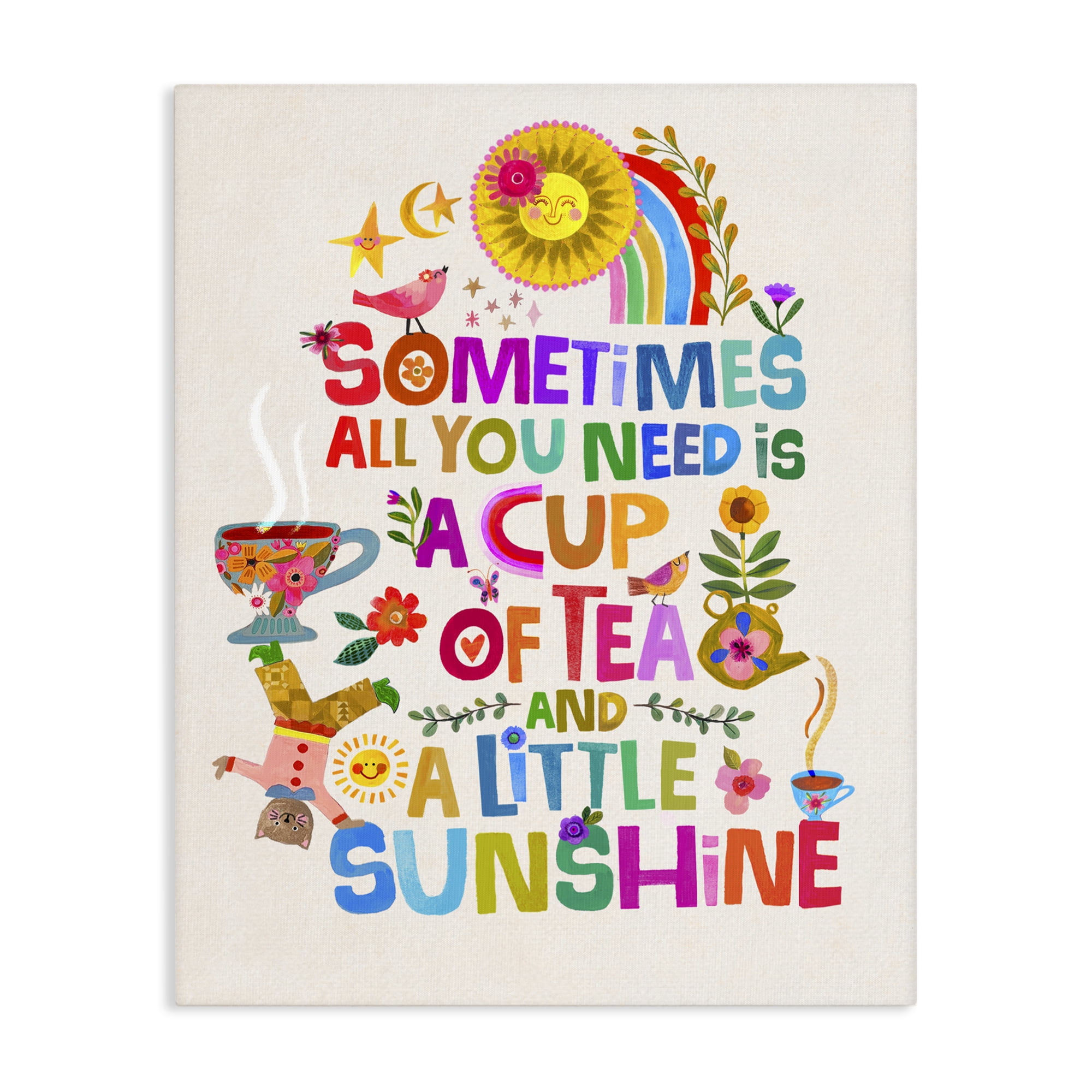 Stupell Industries Cup Of Tea & Sunshine Canvas Wall Art, design by Katherine Herrell Studio