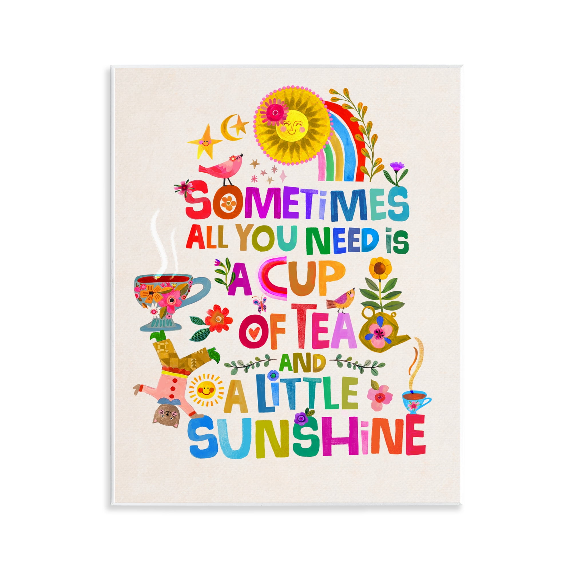 Stupell Industries Cup Of Tea & Sunshine Wall Plaque Art, design by Katherine Herrell Studio