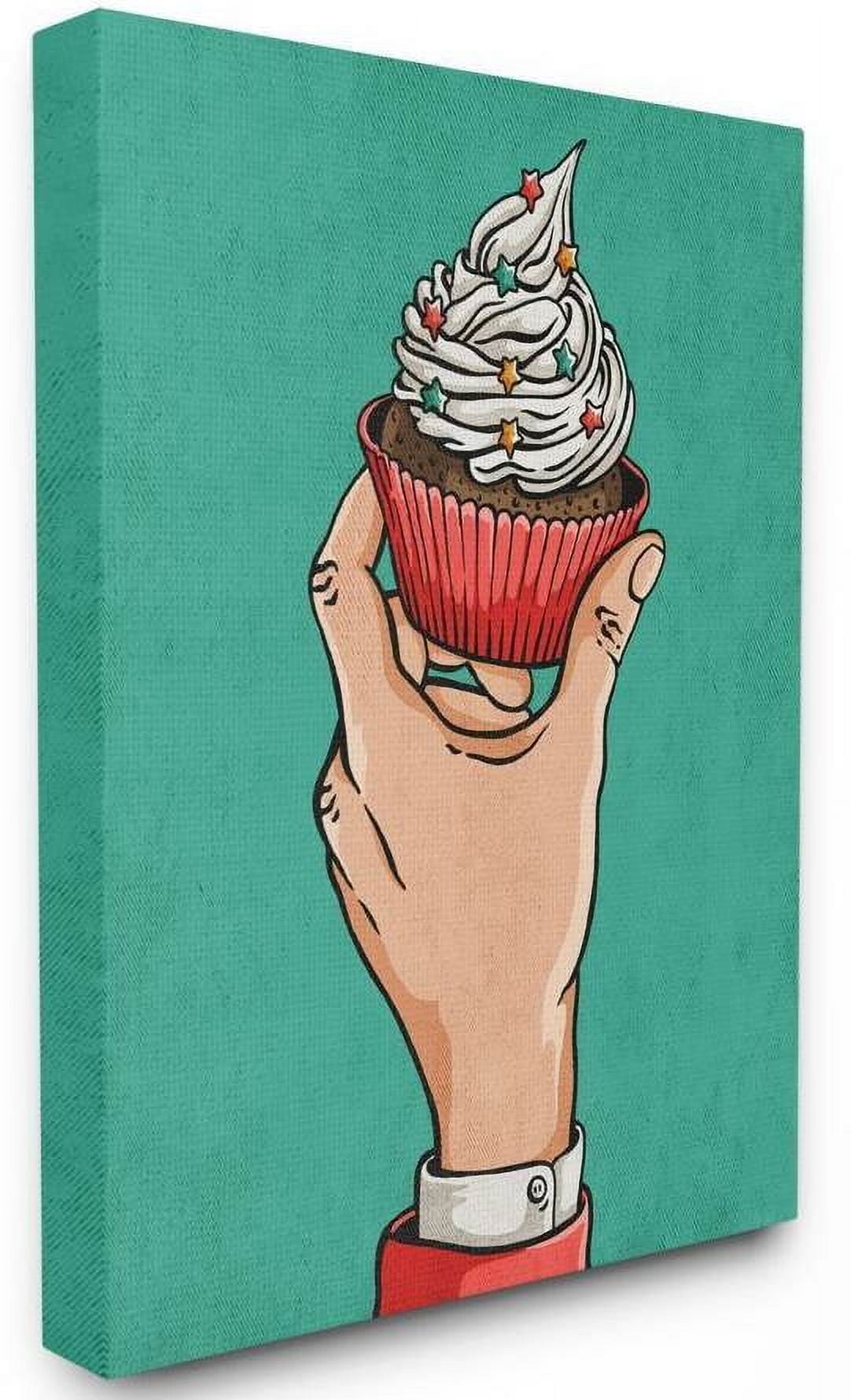 Stupell Industries Cupcake Vintage Comic Book Green Red Design Canvas Wall Art by Ester Kay