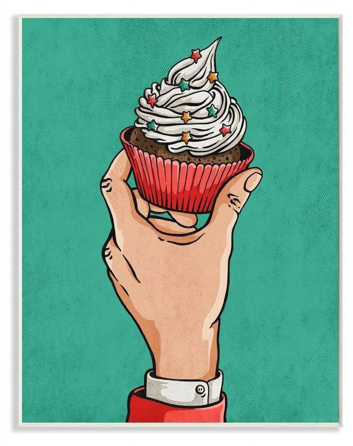 Stupell Industries Cupcake Vintage Comic Book Green Red Design Wall Plaque by Ester Kay