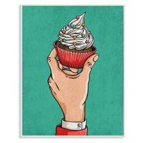 Stupell Industries Cupcake Vintage Comic Book Green Red Design Wall Plaque by Ester Kay