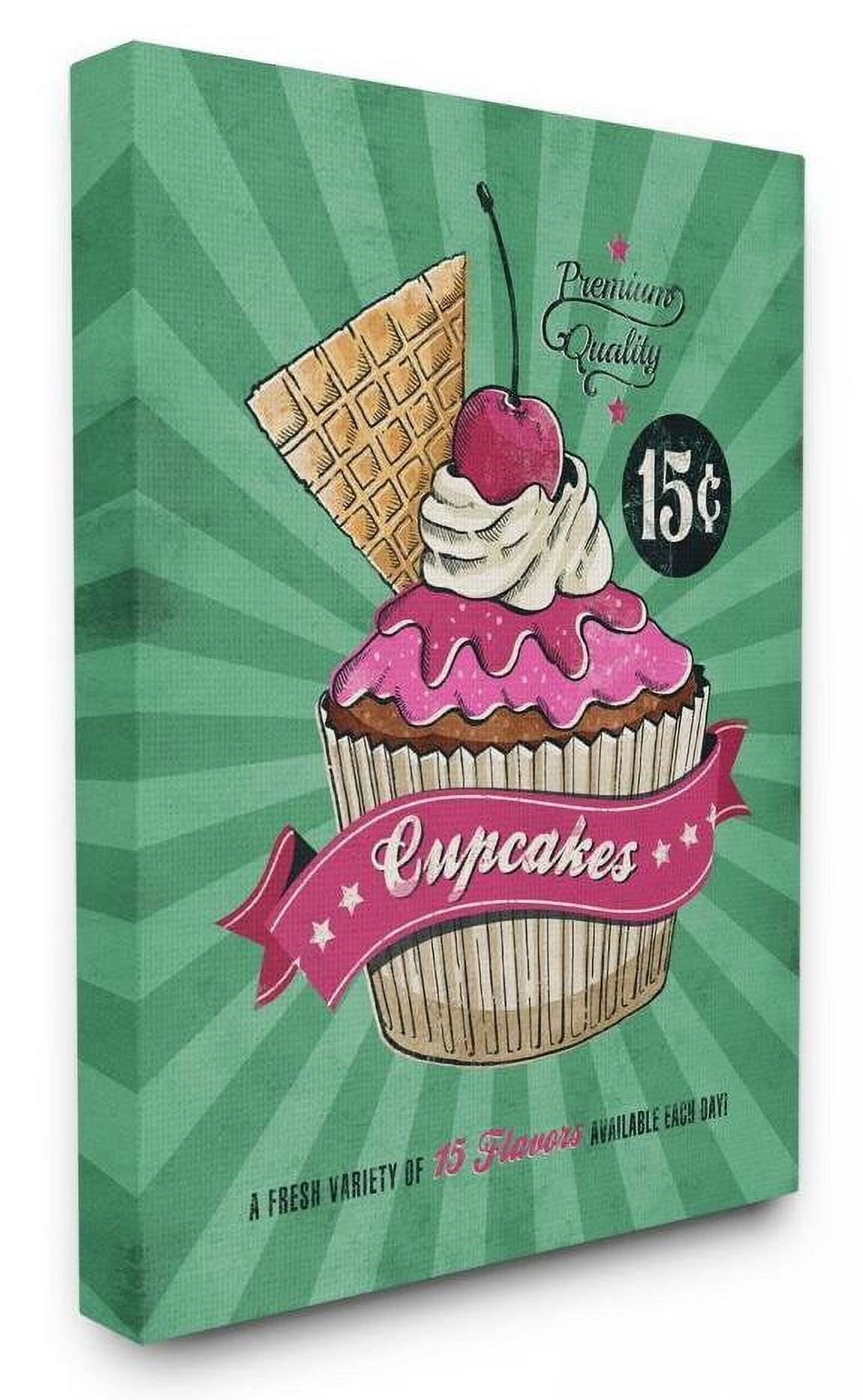 Stupell Industries Cupcakes Vintage Comic Book Green Pink Design Canvas Wall Art by Ester Kay