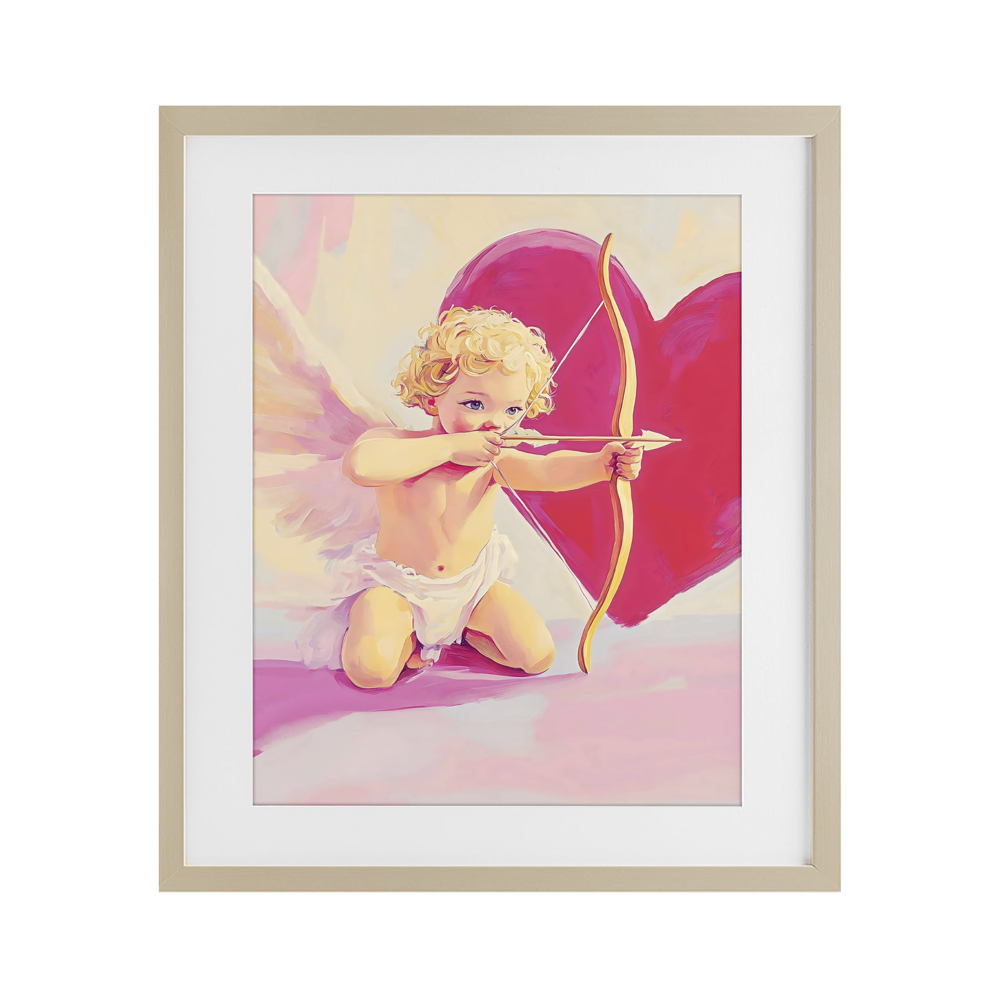 Stupell Industries Cupid Shooting Arrow with Heart Birch Framed Print Under Glass, design by The Prints Vibe