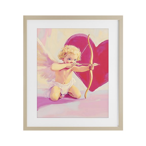 Stupell Industries Modern Cupid Shooting Arrow with Heart Birch Framed Print Under Glass, 17 x 21, by The Prints Vibe