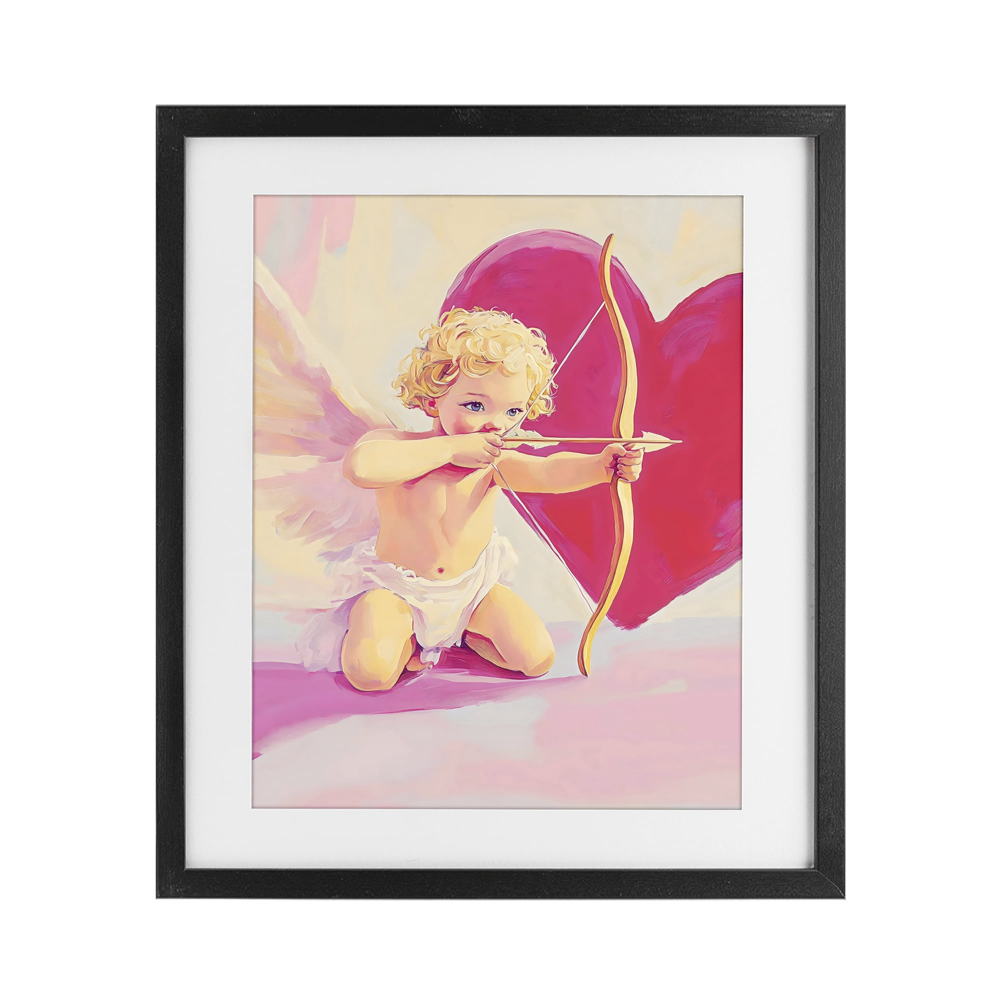 Stupell Industries Cupid Shooting Arrow with Heart Black Framed Print Under Glass, design by The Prints Vibe