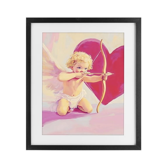 Stupell Industries Modern Cupid Shooting Arrow with Heart Black Framed Print Under Glass, 13 x 16, by The Prints Vibe