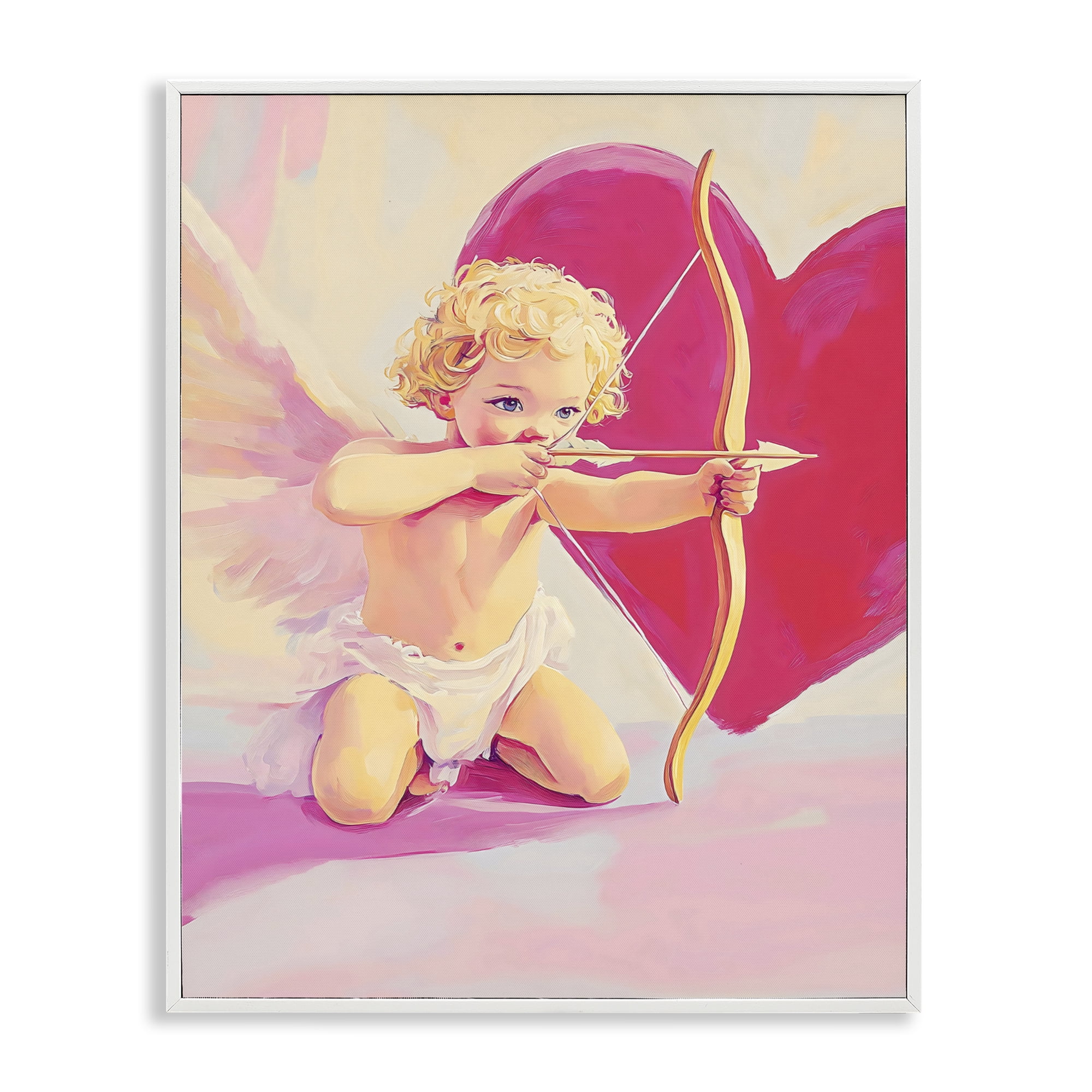 Stupell Industries Cupid Shooting Arrow with Heart White Framed Giclee Art, design by The Prints Vibe