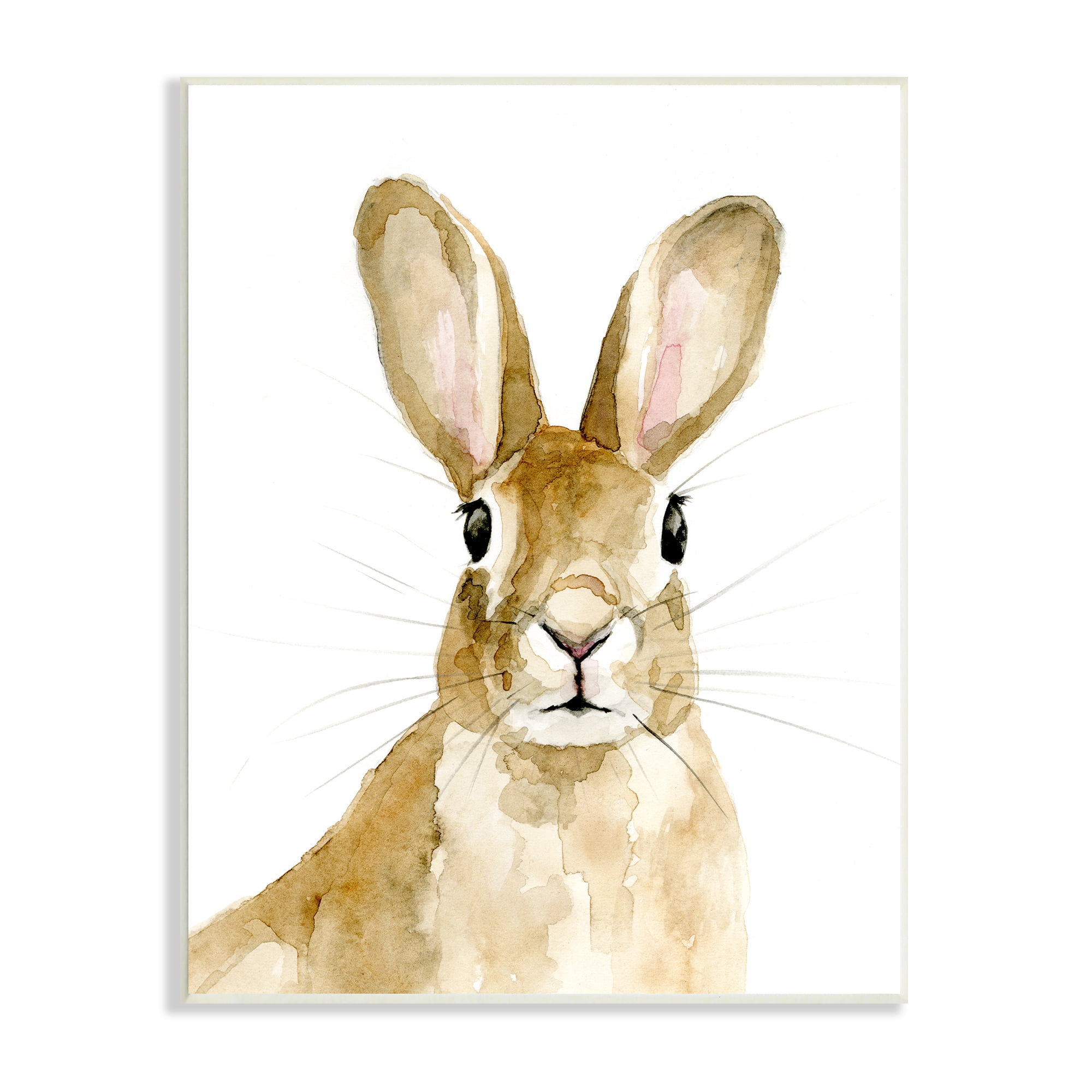 Stupell Industries Curious Bunny Rabbit Watercolor Portrait Wild Forest Animal, 10 x 15, Design by Victoria Barnes