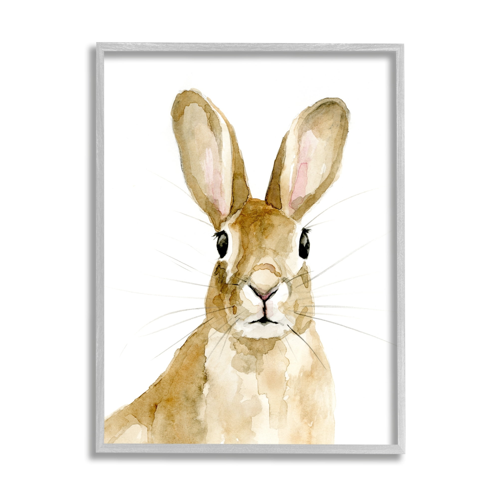 Stupell Industries Curious Bunny Rabbit Watercolor Portrait Wild Forest Animal, 16 x 20, Design by Victoria Barnes