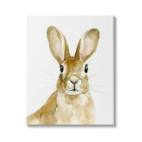 Stupell Industries Curious Bunny Rabbit Watercolor Portrait Wild Forest Animal, 16 x 20, Design by Victoria Barnes