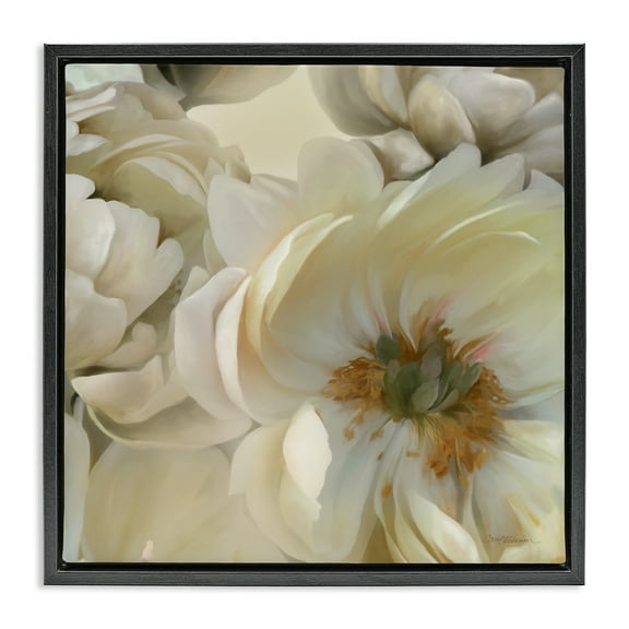 Stupell Industries Curled Magnolia Petals Plants & Flowers Photography Black Floater Framed Canvas Art Print Wall Art, 18 x 18