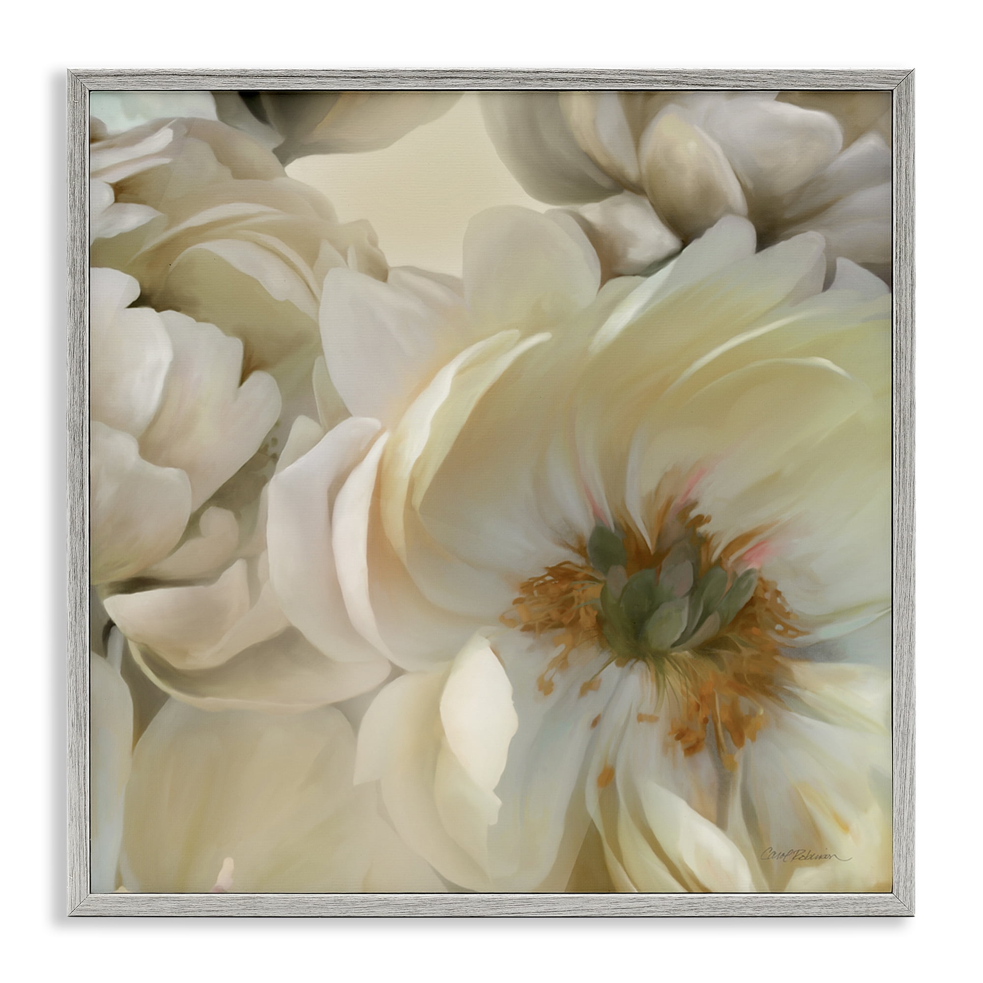 Stupell Industries Curled Magnolia Petals Plants & Flowers Photography Gray Framed Art Print Wall Art, 17 x 17