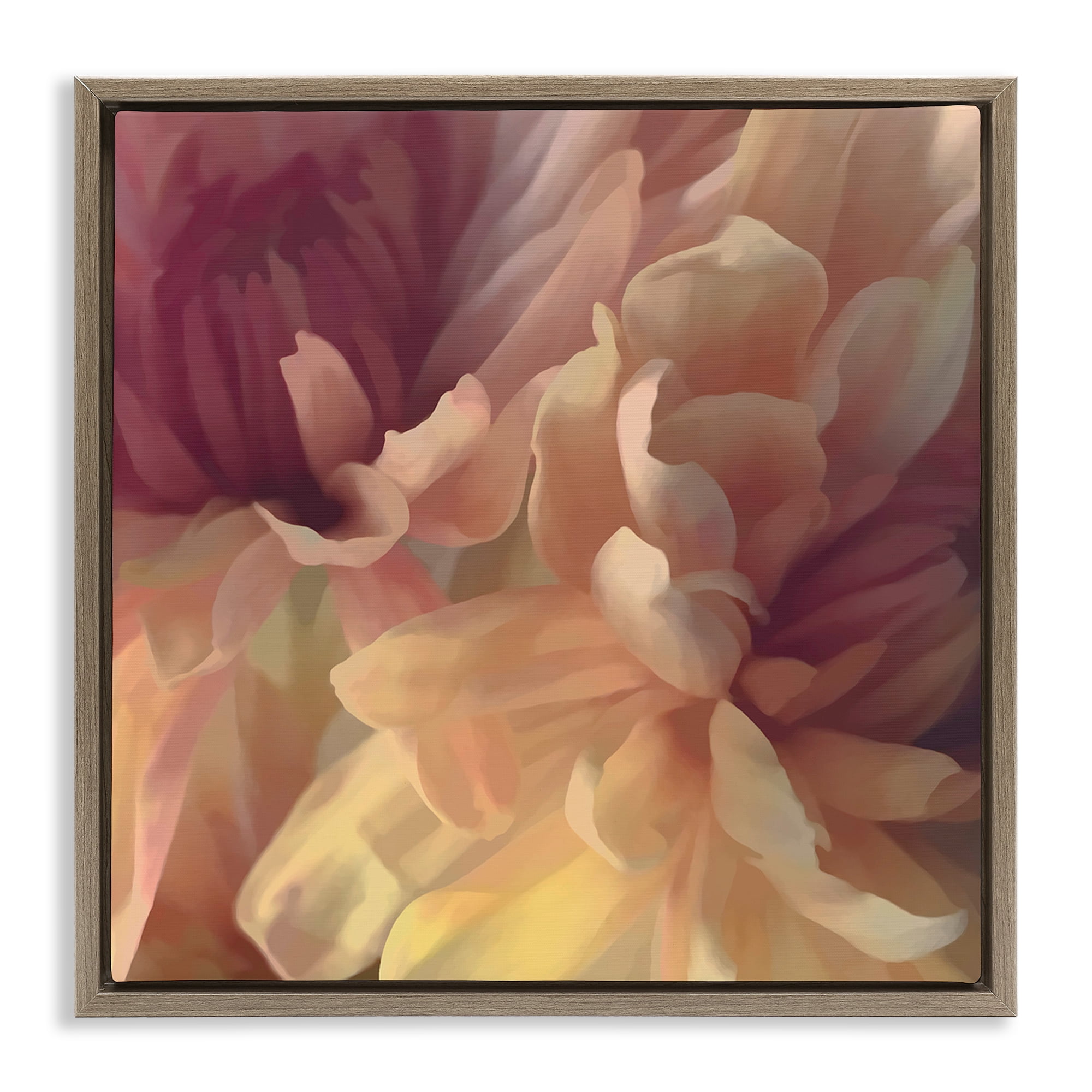 Stupell Industries Curling Dahlia Petals Botanical & Floral Painting Brown Floater Framed Art Print Wall Art, 25 x 25