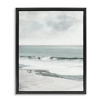 Stupell Industries Curling Ocean Waves Landscape Photography Black Floater Framed Canvas Art Print Wall Art, 17 x 21