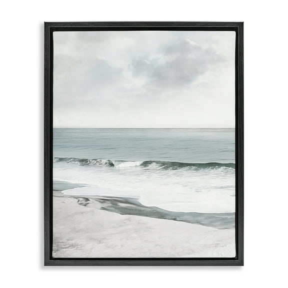 Stupell Industries Curling Ocean Waves Landscape Photography Black Floater Framed Canvas Art Print Wall Art, 17 x 21
