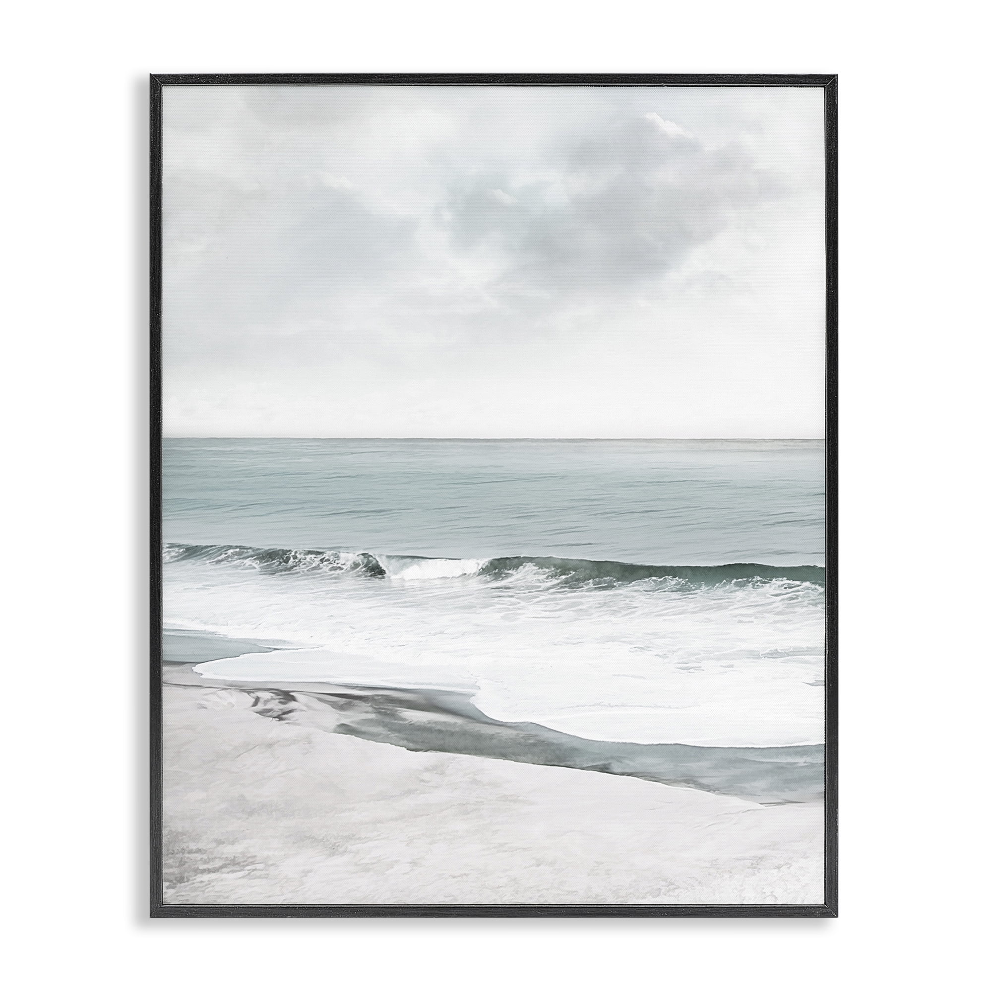 Stupell Industries Curling Ocean Waves Landscape Photography Black Framed Art Print Wall Art, 16 x 20