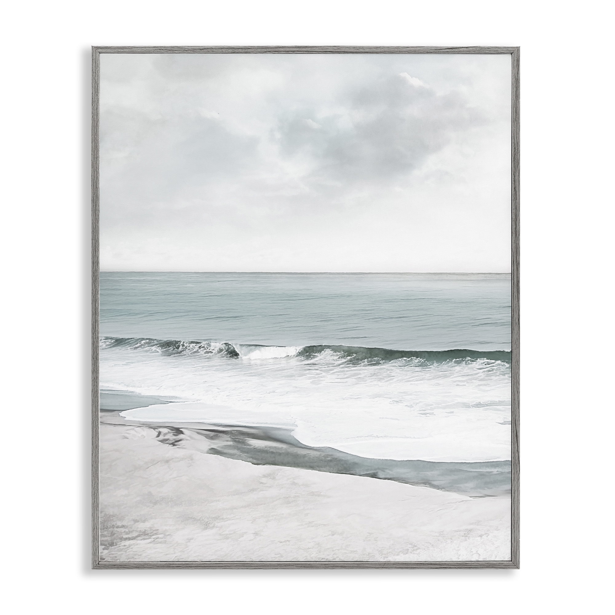 Stupell Industries Curling Ocean Waves Landscape Photography Gray Framed Art Print Wall Art, 11 x 14