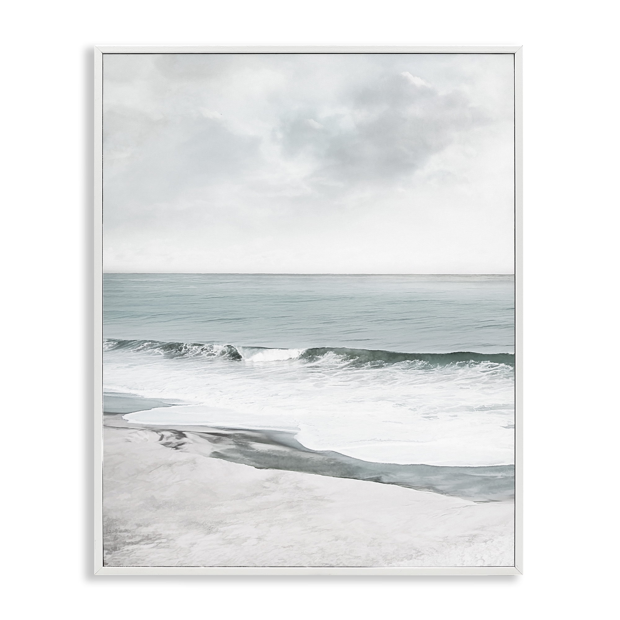 Stupell Industries Curling Ocean Waves Landscape Photography White Framed Art Print Wall Art, 11 x 14