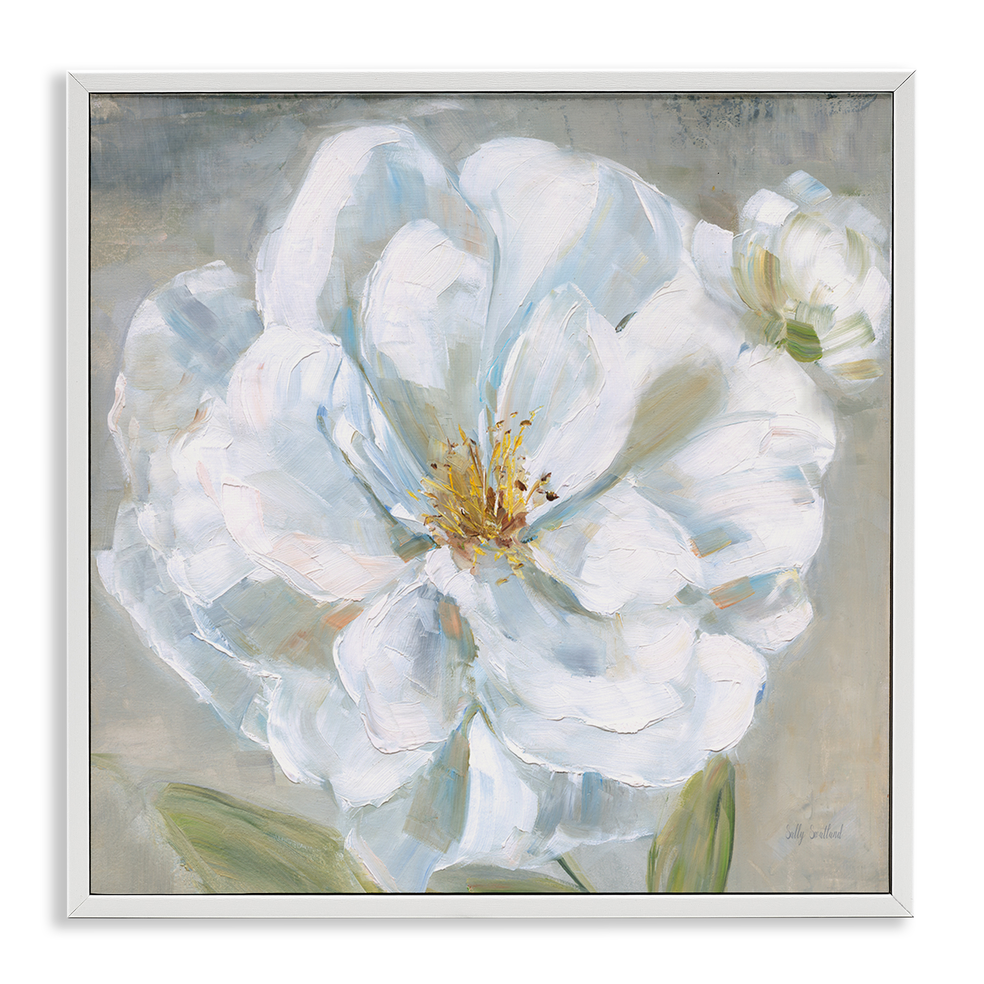 Stupell Industries Curling White Flower Petals Plants & Flowers Painting White Framed Art Print Wall Art, 12 x 12